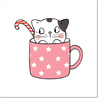 Cat and Coffee Mug Posters and Art